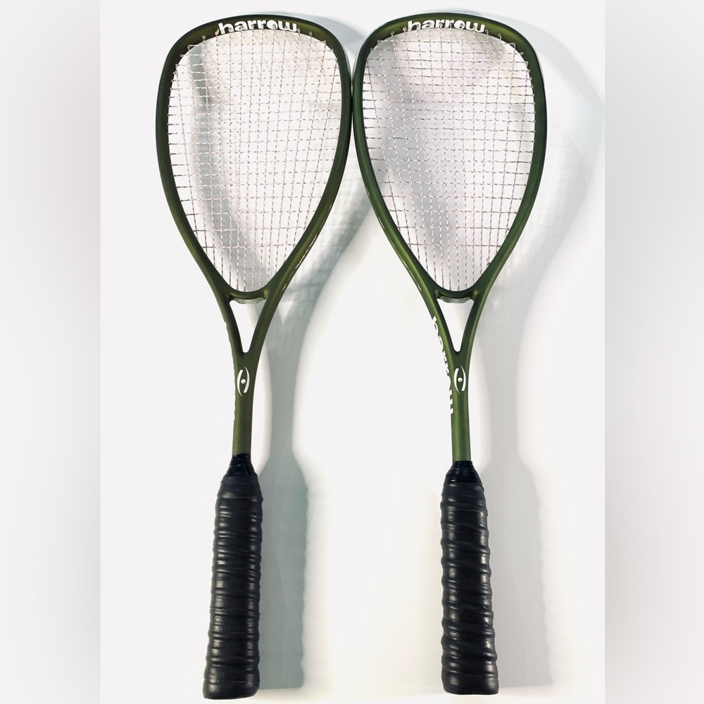 (Set of 2) HARROW Squash Rackets with New Grips and Grip Tape